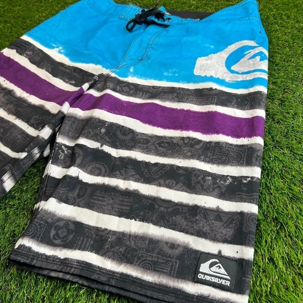 VTG Y2K Quiksilver Kelly Slater Board Shorts 34 Blue Surf Swim Beach Men - Picture 2 of 6